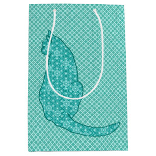 Sac Cadeau Moyen Chat japonais - Kimono turquoise