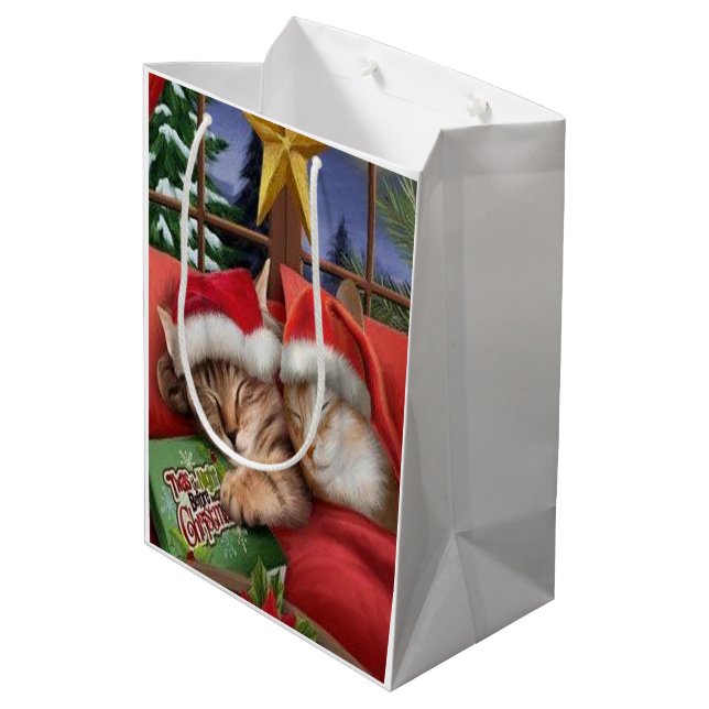 Sac Cadeau Moyen Chat mignon dans Noël (Dos Angle)