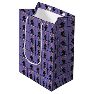 Sac Cadeau Moyen Chat noir Joyeux Ballons d'Halloween