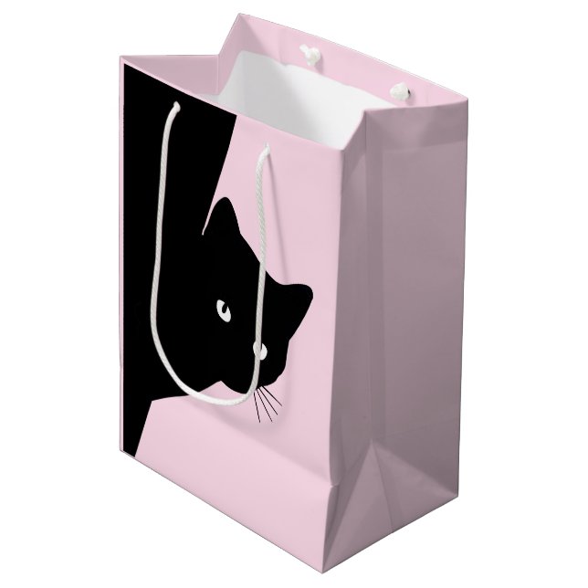 Sac Cadeau Moyen Chat noir Sly rose (Devant Angle)