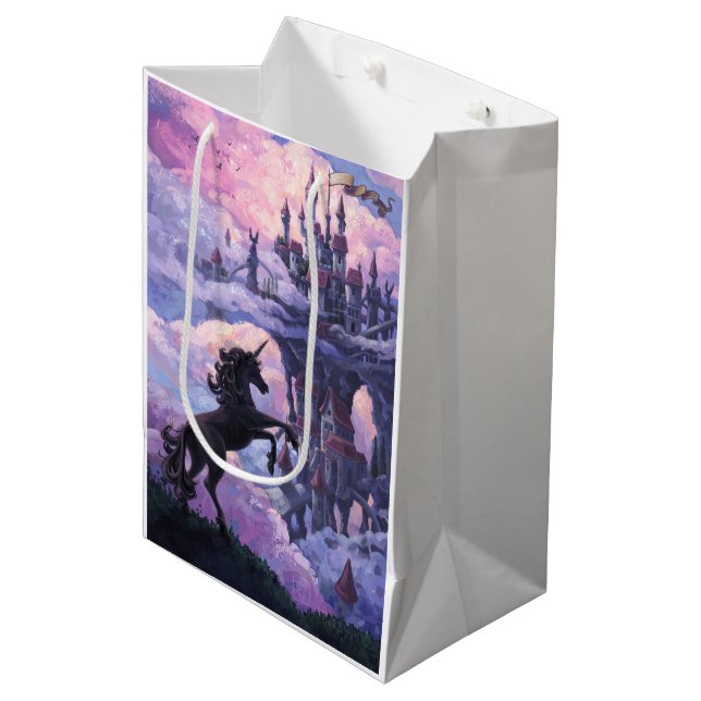 Sac Cadeau Moyen Château de licorne (Devant Angle)