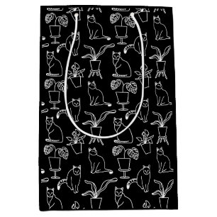 Sac Cadeau Moyen Chats blancs en noir