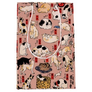 Sac Cadeau Moyen Chats japonais Ukiyo-e Art drôle