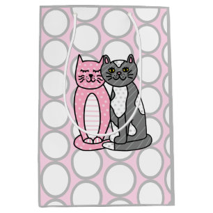 Sac Cadeau Moyen Chats Kitty Roses et Grey Cute Cute