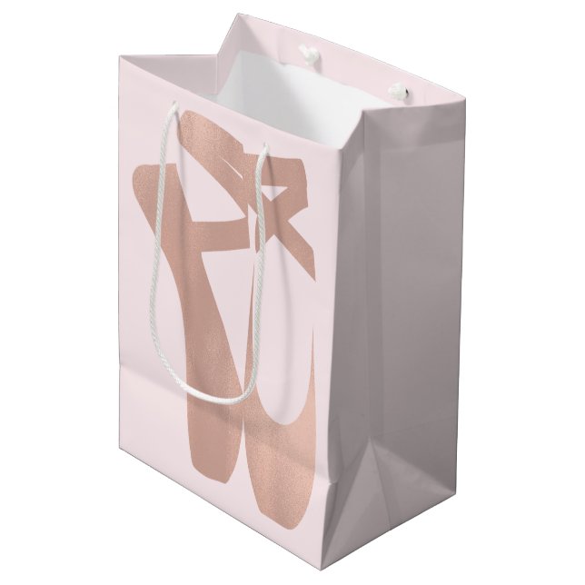 Sac Cadeau Moyen Chaussons Ballerina Rose Gold Party (Devant Angle)