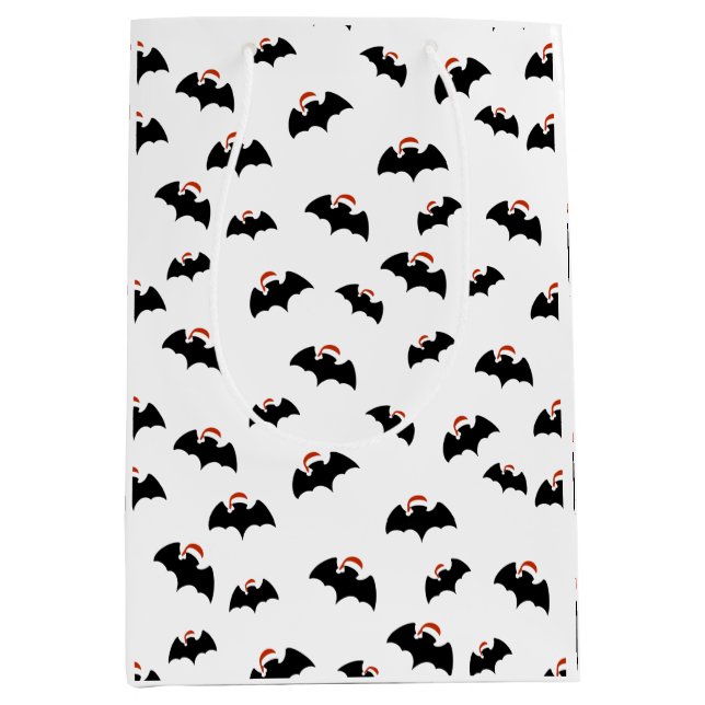 Sac Cadeau Moyen Chauves-souris avec chapeau de Père Noël (Devant)