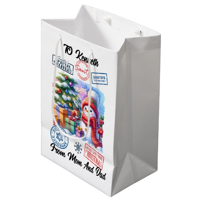 Sac Cadeau Moyen Cheerful Santa Sack With Holiday Snowman (Devant Angle)