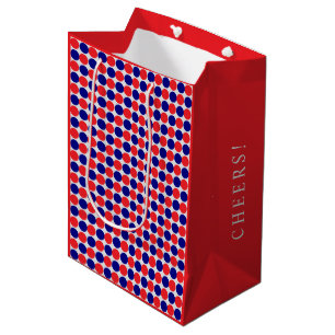 Sac Cadeau Moyen Cheers élégants personnalisés Pois bleus et rouges