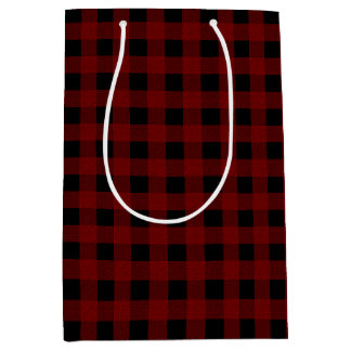 Sac Cadeau Moyen Chèque de buffle rouge