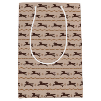 Sac Cadeau Moyen Cheval de galopante de Pony sauvage sur Tan pour l