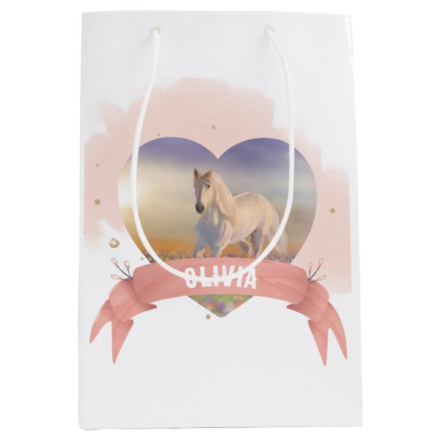 Sac Cadeau Moyen Cheval personnalisé (Devant)