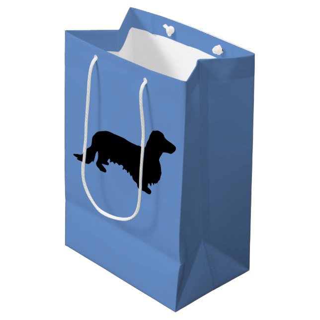 Sac Cadeau Moyen Cheveux longs Dachshund - Silhouette 1 (Devant Angle)