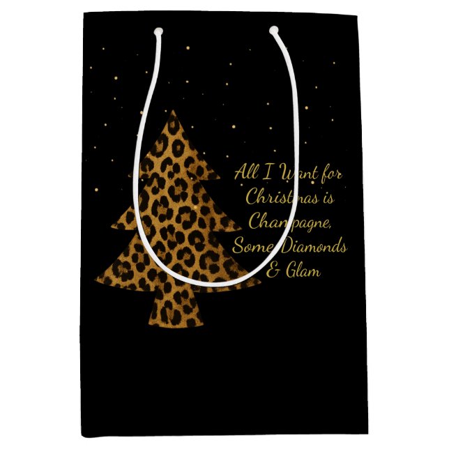 Sac Cadeau Moyen Chic Holiday Leopard Tree Design (Devant)