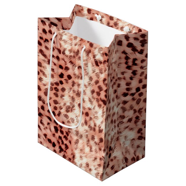 Sac Cadeau Moyen Chic Joli Rose Gold Leopard (Devant Angle)