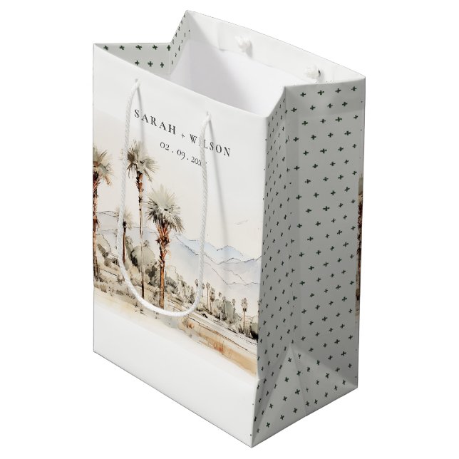 Sac Cadeau Moyen Chic Palm Springs California Mariage paysager (Devant Angle)