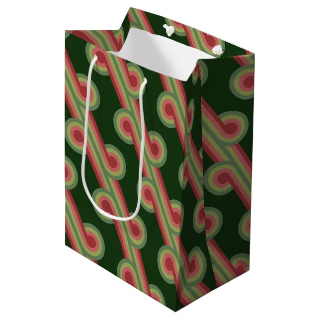 Sac Cadeau Moyen Chic Retro Funky Abstrait Waves Art Motif (Devant Angle)