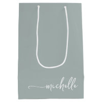 Chic Vert Sauge Monogramme Nom Script