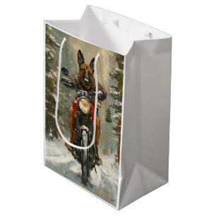 Sac Cadeau Moyen Chien belge Malinoi équitation moto Noël