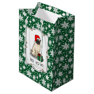 Sac Cadeau Moyen Chien Carlin de Noël de Noël de Père Noël (faon cl