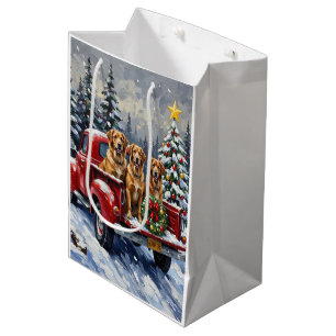 Sac Cadeau Moyen Chien de berger anatolien camion rouge de Noël vac