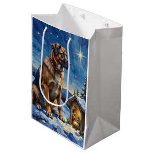 Sac Cadeau Moyen Chien de berger anatolien gardant une crèche