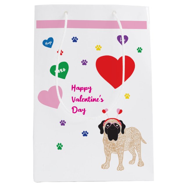 Sac Cadeau Moyen Chien de Valentine (Devant)