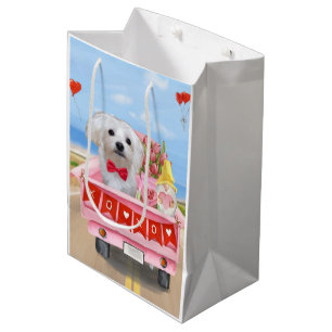 Sac Cadeau Moyen Chien maltais Saint Valentin Camion
