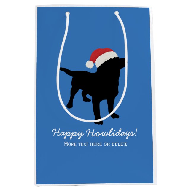 Sac Cadeau Moyen Chien noir de laboratoire de Noël utilisant le (Devant)