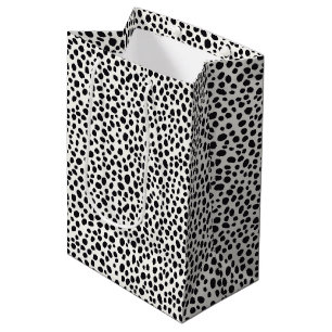Sac Cadeau Moyen Chien noir et blanc Dalmatien Motif Abstrait