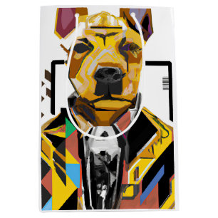 Sac Cadeau Moyen Chien portant un costume : Art numérique