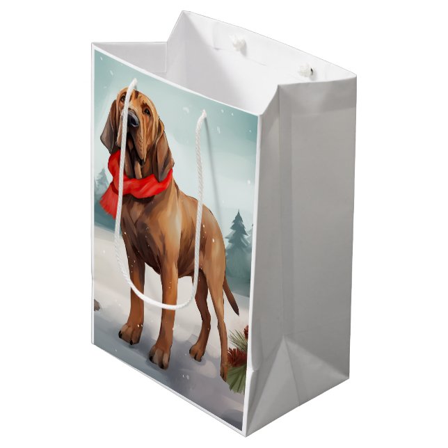 Sac Cadeau Moyen Chien sanglant à Noël de neige (Devant Angle)