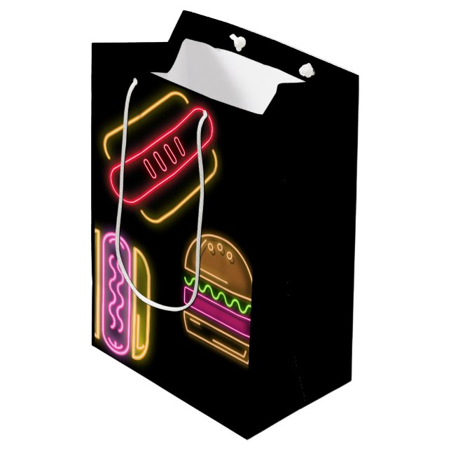 Sac Cadeau Moyen Chiens chauds et hamburger de restauration rapide (Devant Angle)