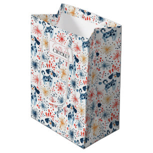 Sac Cadeau Moyen Chiens de fête colorés sans couture motif