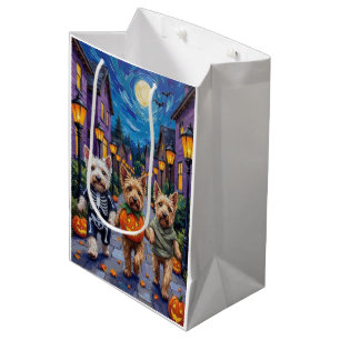 Sac Cadeau Moyen Chiens Terrier Wheaten en Costumes d'Halloween