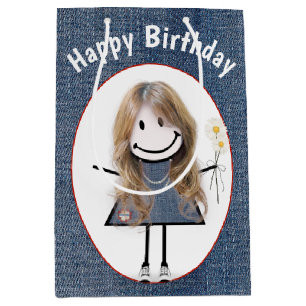 Sac Cadeau Moyen Chiffre Anniversaire Fille Sur Denim