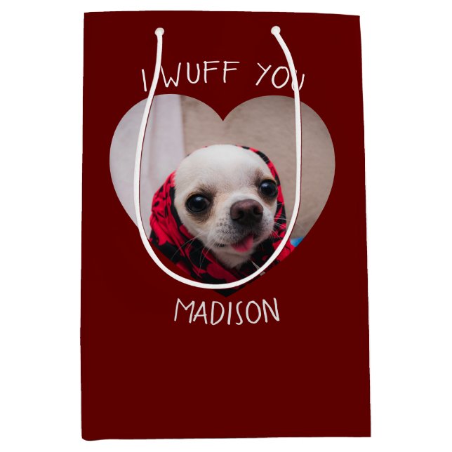 Sac Cadeau Moyen Chihuahua mignon wua vous aimez Saint Valentin pho (Devant)