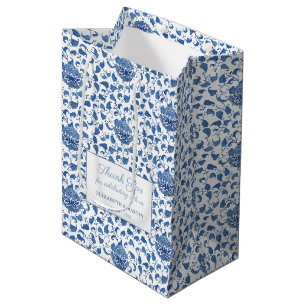 Sac Cadeau Moyen Chine Vintage Bleue Et Blanc Accueil Mariage
