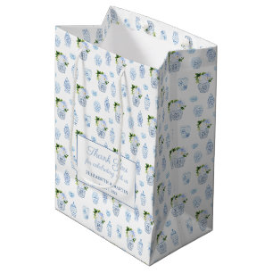 Sac Cadeau Moyen Chinoiserie Chic Navy Mariage vert Bienvenue