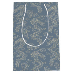 Sac Cadeau Moyen Chinoiserie tendance Lunar Célébrations Dragon Gol