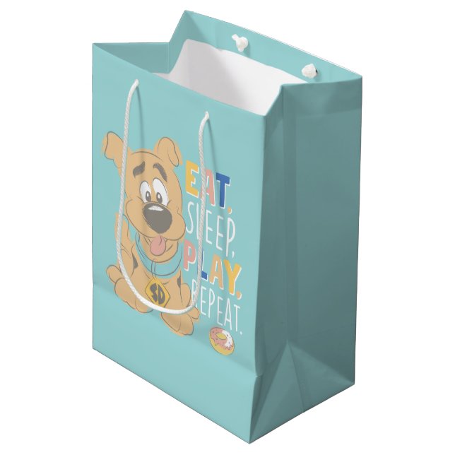 Sac Cadeau Moyen Chiot Scooby-Doo "Mange, Dors, Joue, Répète" (Devant Angle)