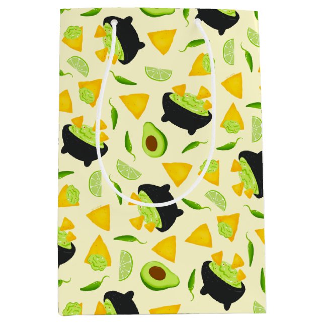 Sac Cadeau Moyen Chips Tortilla et Motif Guacamole (Devant)