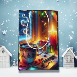 Sac Cadeau Moyen Chocolat chaud dans une fenêtre de Noël
