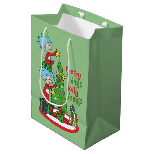 Sac Cadeau Moyen Chose Une Chose Deux Merry Things Jolly Things (Devant Angle)