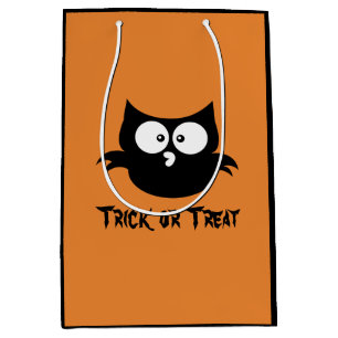 Sac Cadeau Moyen Chouette d'Halloween noire Éffrayante