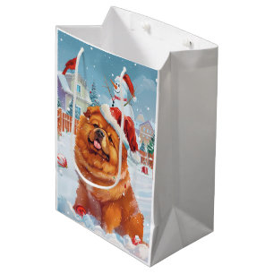 Sac Cadeau Moyen Chow Chow Winter Wonderland Noël Joie