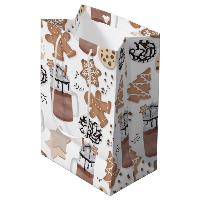 Sac Cadeau Moyen Christmas Cookies and Hot Cocoa Holiday Baking (Devant Angle)