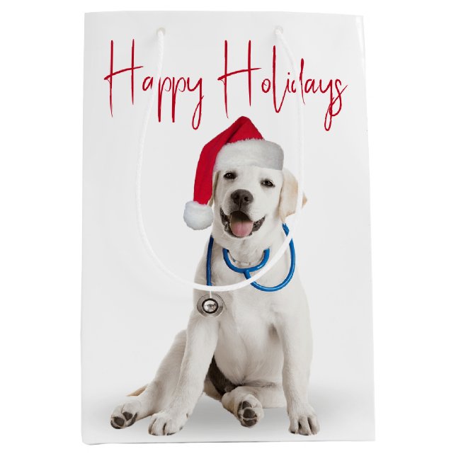 Sac Cadeau Moyen Christmas Doctor Labrador Retriever (Devant)