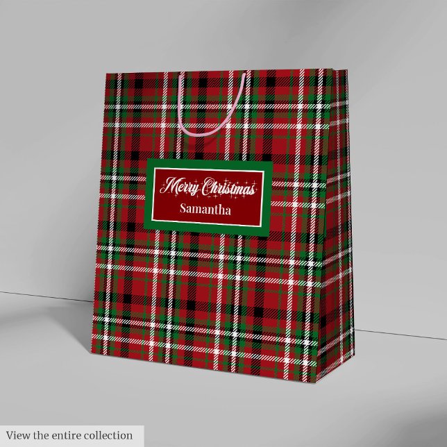 Sac Cadeau Moyen Christmas Gift Bag Ideas Red Green Holiday Plaid  (Christmas Gift Bag Ideas Red Green Holiday Plaid )