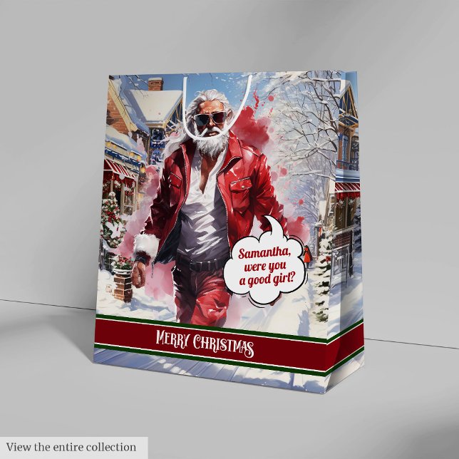 Sac Cadeau Moyen Christmas Gift Bag Modern Santa Claus Monogram (Christmas Gift Bag Modern Santa Claus Monogram)