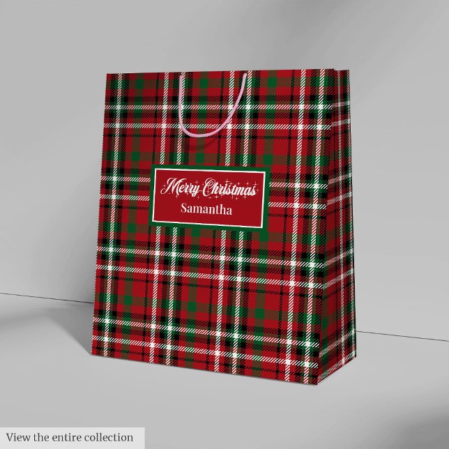 Sac Cadeau Moyen Christmas Gift Bags Red Green Plaid Holiday Accent (Christmas Gift Bags Red Green Plaid Holiday Keepsake)